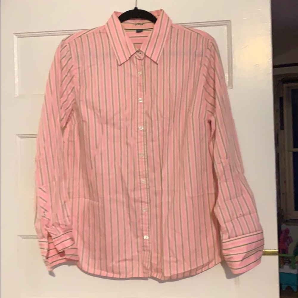 J. Crew pink and green button down